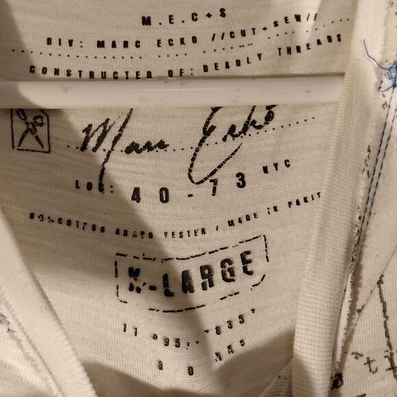 Ecko Marc tshirt mens XL XLarge white graphic tee v-neck short sleeve 90s Y2K - Picture 6 of 7